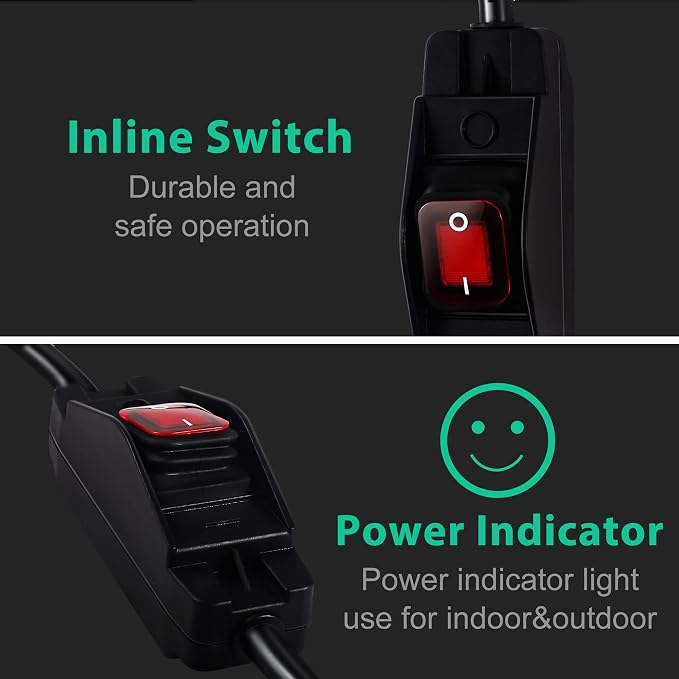 Extension Cord with Switch On/Off Waterproof Switch 6Ft No Plugging and - Image 6