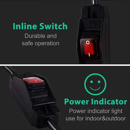 Extension Cord with Switch On/Off Waterproof Switch 10Ft No Plugging and - Image 6