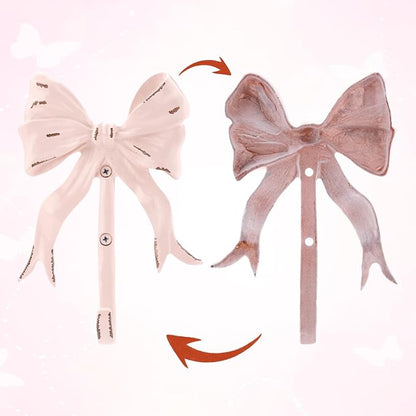 Pink Bow Hook Room Decor, Cute Coquette Bow Knot Wall Hooks Sweet Multi-Purpose - Image 4