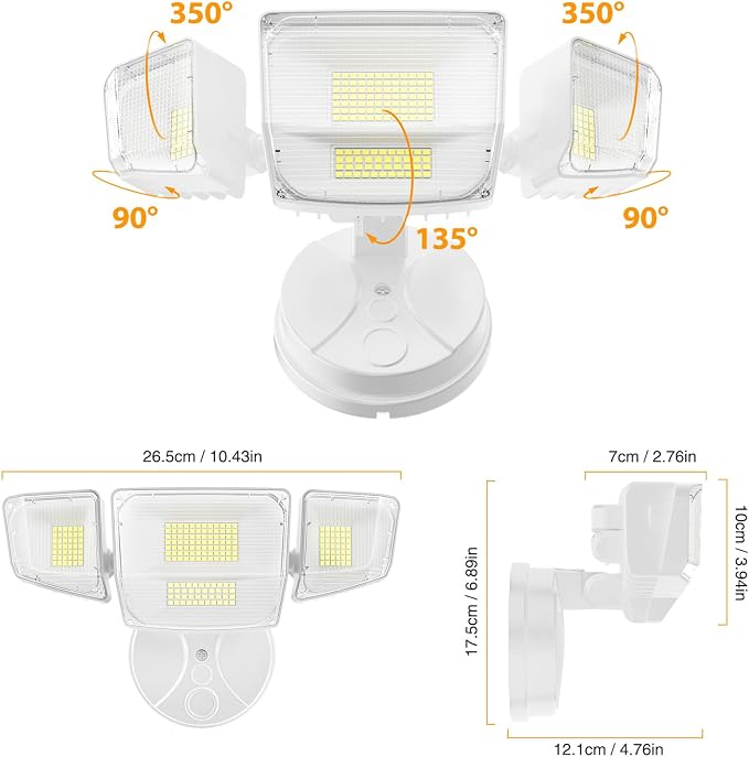 Onforu 90W Flood Lights Outdoor, 10000LM Ultra Bright 4-Head LED Security Light - Image 9