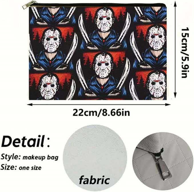 Horror Themed Makeup Bag with Zipper, Camping & Outdoor Use, Unisex Adult Gift - Image 5