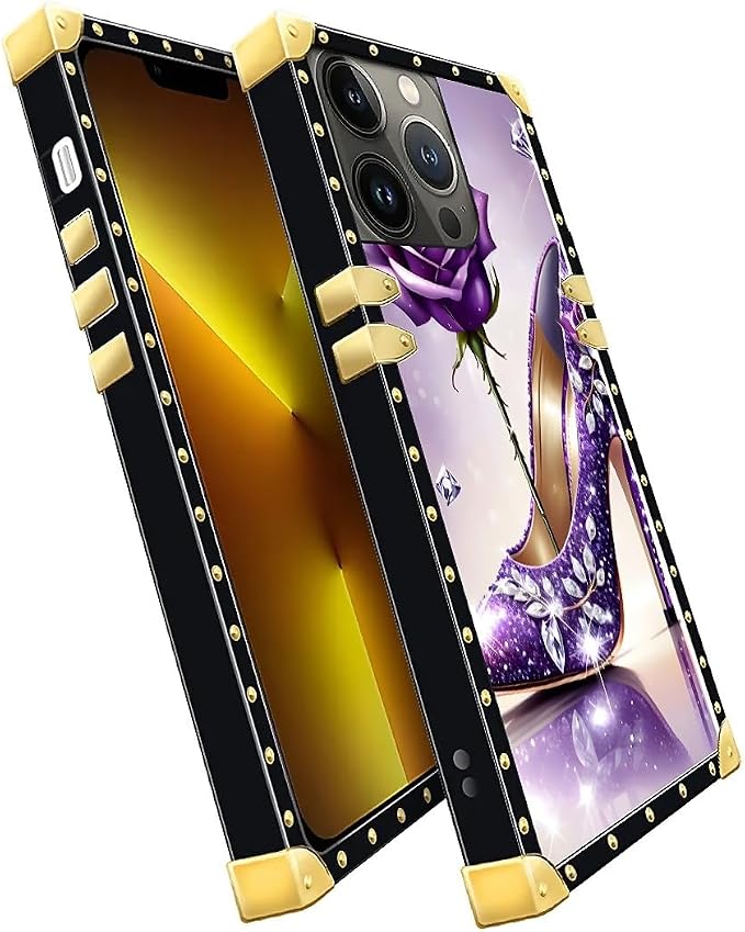 Compatible with iPhone 13 Pro Case, High Heeled Purple Diamond Rose Luxury - Image 3