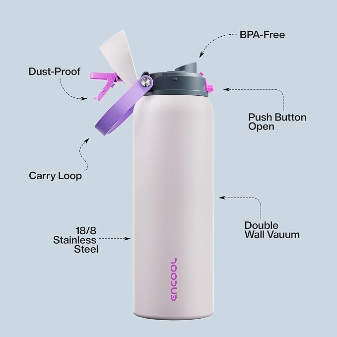 Insulated Water Bottle with Straw - Image 4