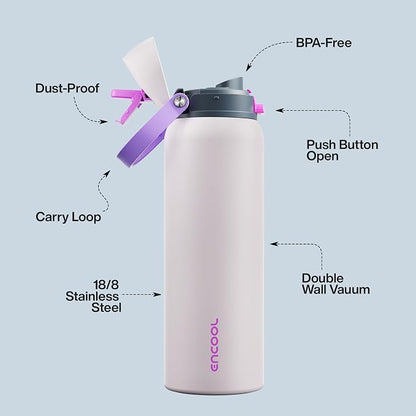 Insulated Water Bottle with Straw - Image 4