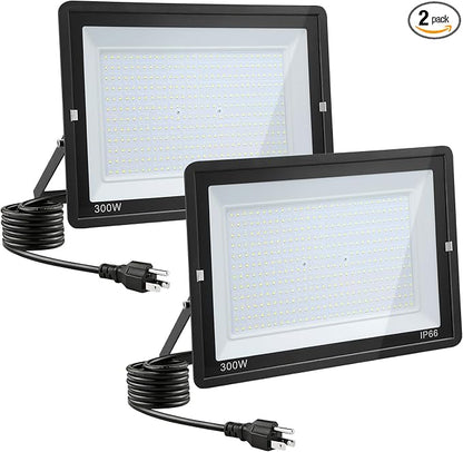 300W LED Flood Light Outdoor, IP66 Waterproof Outside Work Lights, 6500K by WuliFun