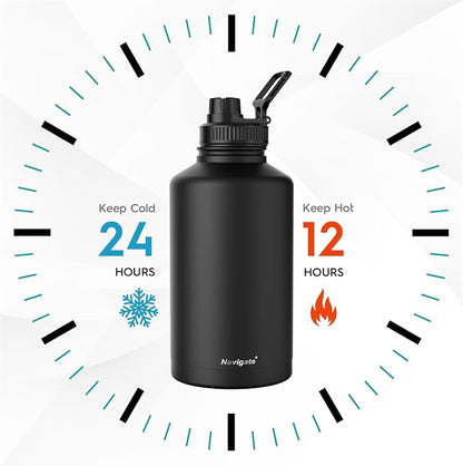 Navigate 64 oz Stainless Steel Insulated Water Bottle, Double Walled Leak Proof - Image 2