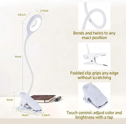 Reading Light, 28 LEDs Rechargeable Clip on Lamp, 3 Color x 3 Brightness Clip - Image 7