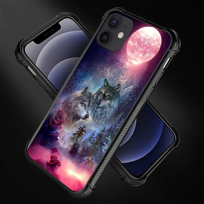 for iPhone 11 Case, Star Two Wolfs Howling Pattern Graphic Design Girl Boy Soft - Image 3