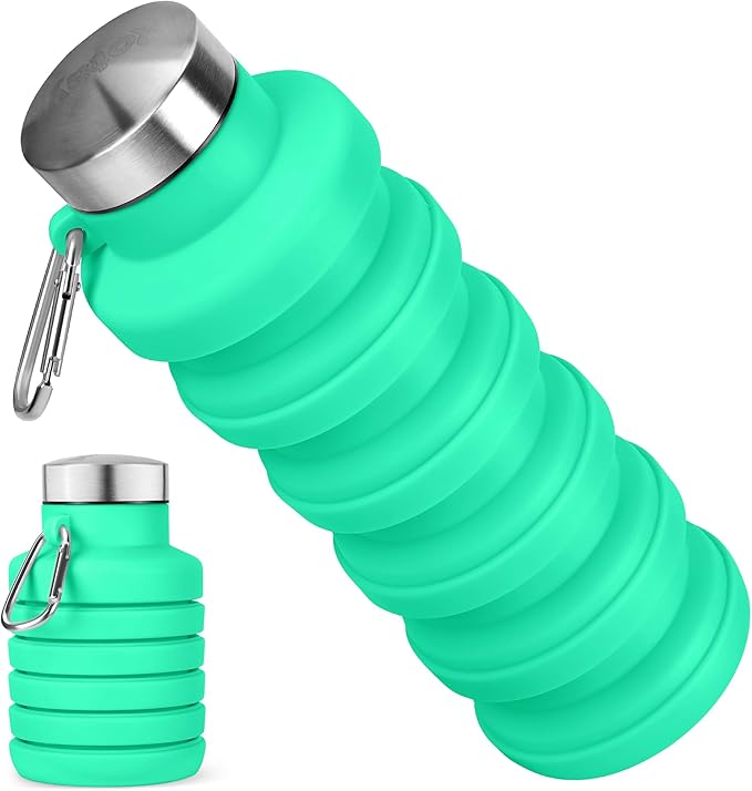 Collapsible Water Bottle, 16oz Portable Reusable Silicone Water Bottle by HOME