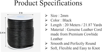 GENIQUE Real/Genuine Round Leather String Cord - Image 3