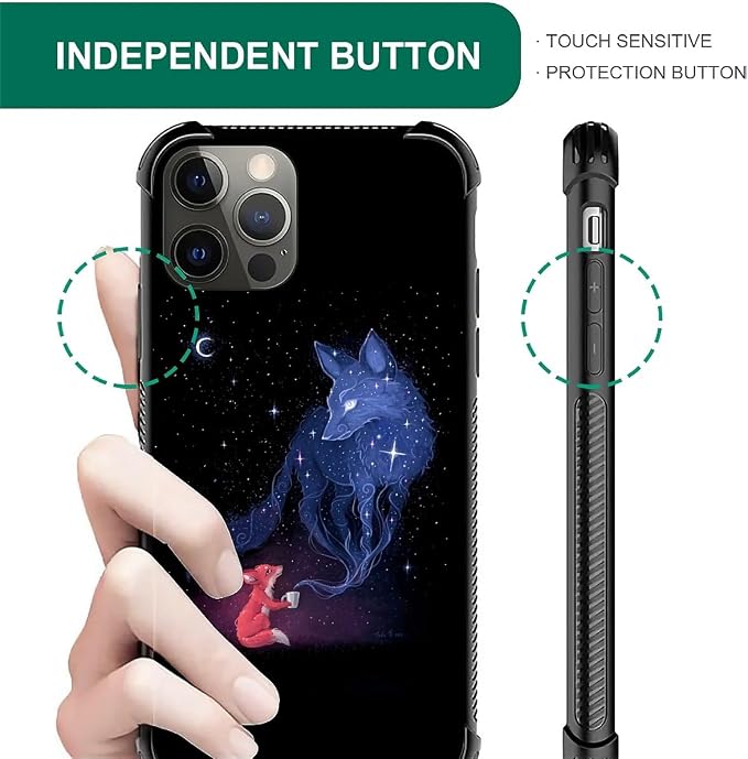 for iPhone 11 Pro Max Case, Galaxy Fox Wolf Pattern Graphic Design Girl Boy - Image 6