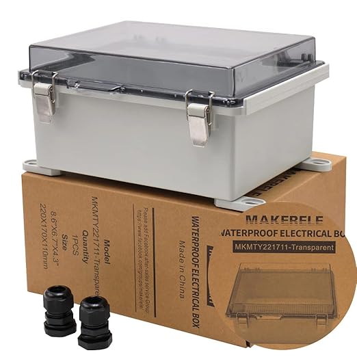 MAKERELE Small Waterproof Electrical Junction Box Clear ABS Plastic Dustproof by MAKERELE