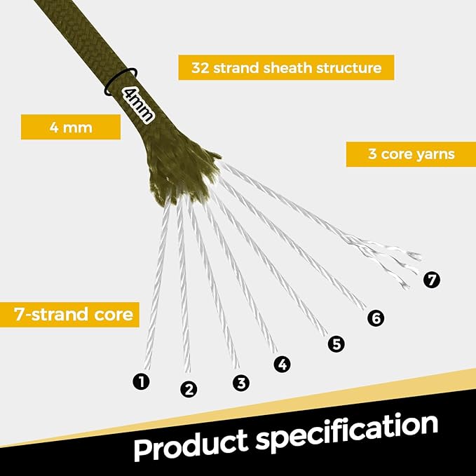 Paracord 550, 7 Triple Strands Utility Rope, Parachute Cord - Image 3