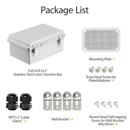 LeMotech Electrical Box, IP67 Waterproof Hinged Cover Stainless Steel Latch - Image 9