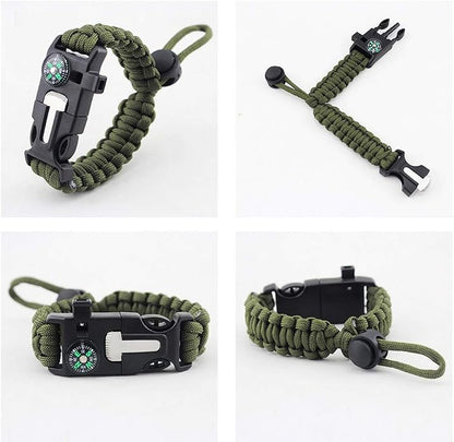 ZHIYE Survival Paracord Bracelet Flint Fire Starter Scraper Compass Wilderness - Image 4
