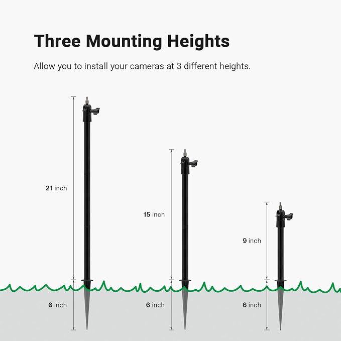Holicfun Security Camera Ground Stake, Heavy Duty Stand Mount - Image 2