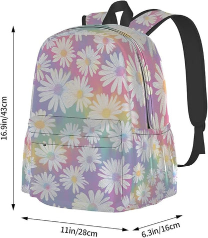 cfpolar 17 Inch Backpack Cute Daisy Flower Laptop Bag Shoulder Bag School - Image 2