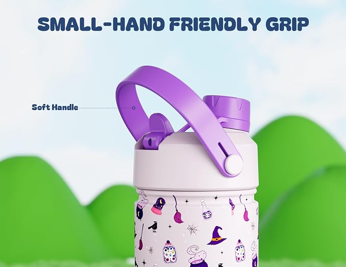 12 oz Kids Insulated Water Bottle: 2-in-1 Straw Spout Lid, Keep Cold 24H - Image 7