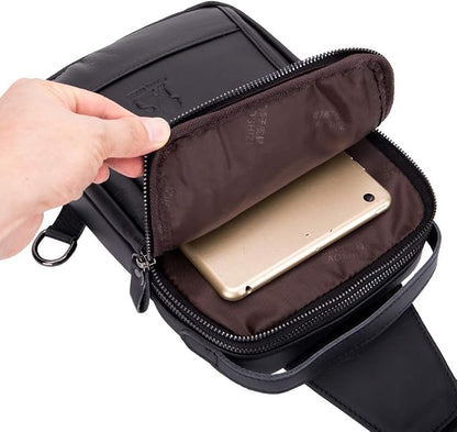 Leather Sling Bag Backpack for Men Women Outdoor Travel Hiking Business - Image 5