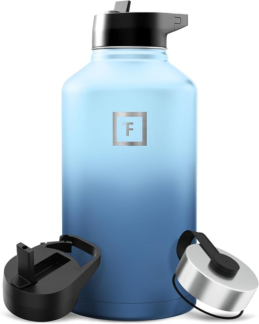 IRON °FLASK Camping & Hiking Hydration Flask - 64 oz Blue Waves by IronFlask