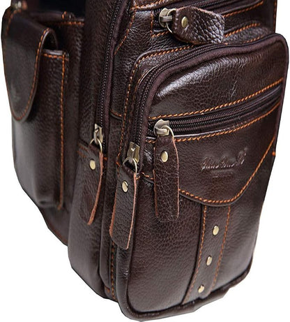 Hebetag Leather Sling Bag Crossbody Backpack - Image 6