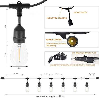 Outdoor String Lights for Outside 48FT - Image 2