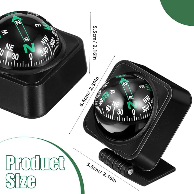 UKCOCO Car Compass Ball Portable Dashboard Automotive Navigation Compass Small - Image 2