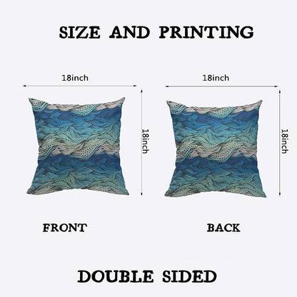 TKS MITLAN Abstract Wave Pillow Covers 18 x 18 Inch Ocean Sea Water Gradient - Image 2