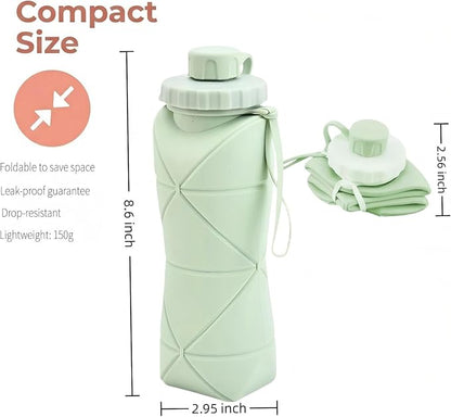 Collapsible Travel Water Bottle 20oz, Foldable Silicone Lightweight Reusable - Image 2