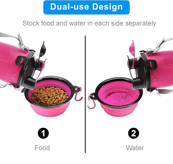 Guardians Dog Travel Water Bottle Collapsible Bowls, 2 in 1 Pet Food Container - Image 3