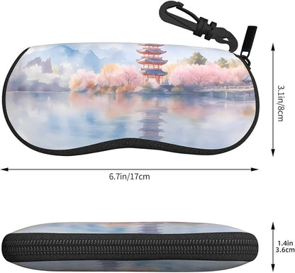 Watercolor Orca Whale Glasses Case Neoprene Portable Zipper Eyeglass Bag - Image 3