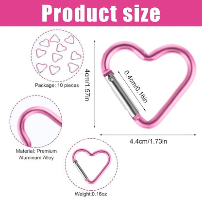 Ouligay 10pcs Cute Heart Shaped Carabiner Star Carabiner Heart Shaped Backpack - Image 4
