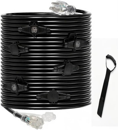 50FT 16 Gauge Outdoor Extension Cord, 7 Spaced Outlet Cable.Multi Outdoor by lalarodia
