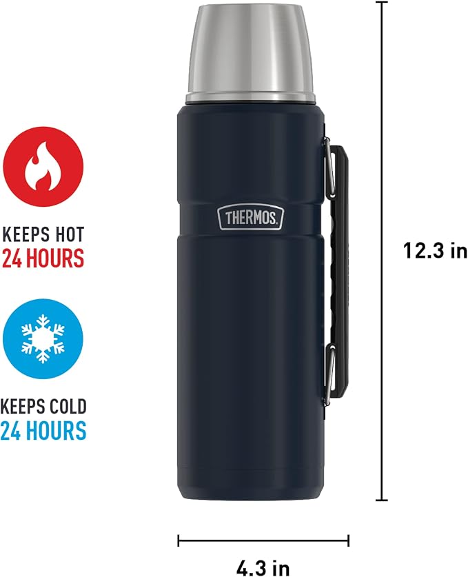 THERMOS Stainless King Vacuum-Insulated Beverage Bottle, 40 Ounce, Midnight Blue - Image 6