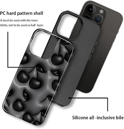 for iPhone 13 Pro Case, HL2 Cute Cool Cherry Black Hybrid 2 Layer Hard Shell - Image 3