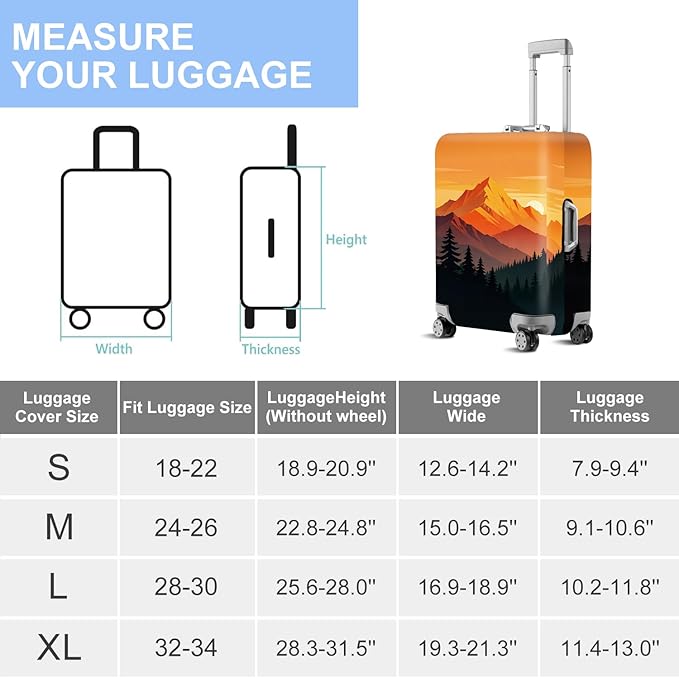Retro Mountain Landscape Sunset Travel Luggage Cover -Stretchable Airplane - Image 7