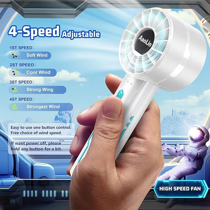Portable High Speed Mini Handheld Fan, USB Rechargeable Neck Personal Mini Fan - Image 2