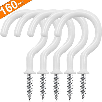 Cup Screw Hooks, 3/4 inch Vinyl Coated Ceiling160 Pack Screw in Hooks Plant - Image 2