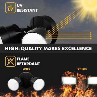 LUTEC P6221B 2000 Lumen 18 Watt LED Dual-Head Floodlight Outdoor, Switch - Image 6