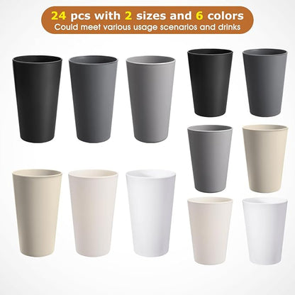 HEYCOME 24 Pcs Unbreakable Plastic Cups Set, Stackable Water Tumblers, Drinking - Image 3