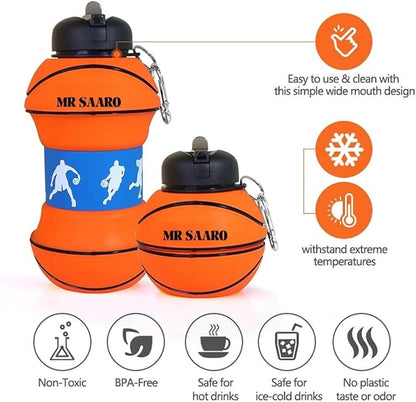 Soccer Water Bottle, 34oz Collapsible Silicone BPA-Free Kids Sports Bottle - Image 9
