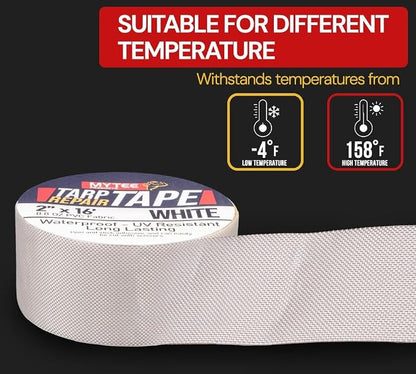 Mytee Products 2" x16' White Vinyl Tarp Repair Tape Kit – Heavy Duty 8.8oz Peel - Image 5