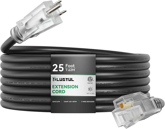 PLUGTUL Outdoor Extension Cord 25FT, 12 Gauge Extension Cord by PLUGTUL