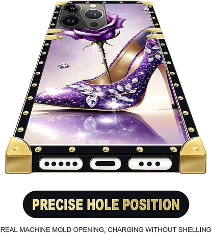 Compatible with iPhone 16 Pro Case, High Heeled Purple Diamond Rose Luxury - Image 5