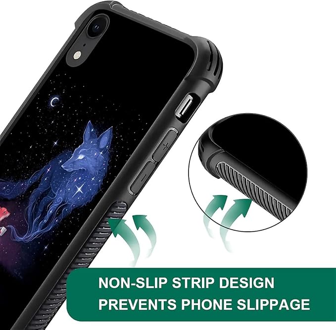 for iPhone XR Case, Galaxy Fox Wolf Pattern Graphic Design Girl Boy Soft - Image 5
