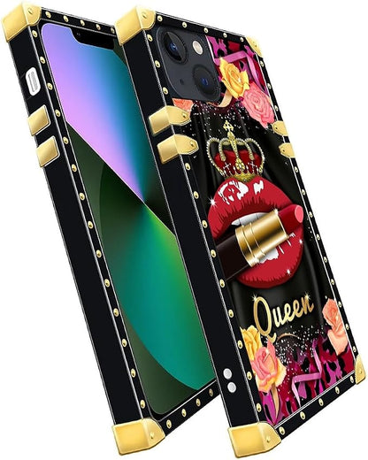 Compatible with iPhone 13 Case, Queen Lip Crown Leopard Print Luxury Golden - Image 3