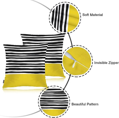 Swono Abstract Black Yellow Home Decorative Throw Pillows Covers 18"X18" Set of - Image 7