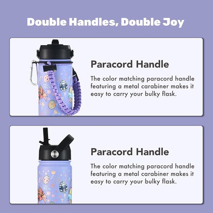 mininoo Water Bottle with Straw Lid, 24 oz Insulated Stainless Steel Double - Image 3