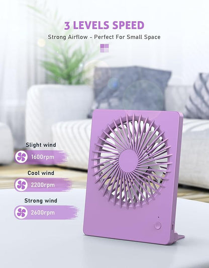 Zuvas Desk Fan Battery Operated Fan Rechargeable 180°Tilt Folding Personal Fan - Image 3