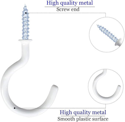 12 Pack Vinyl Coated Ceiling Hooks, Screw-in Mug Hooks - Image 2